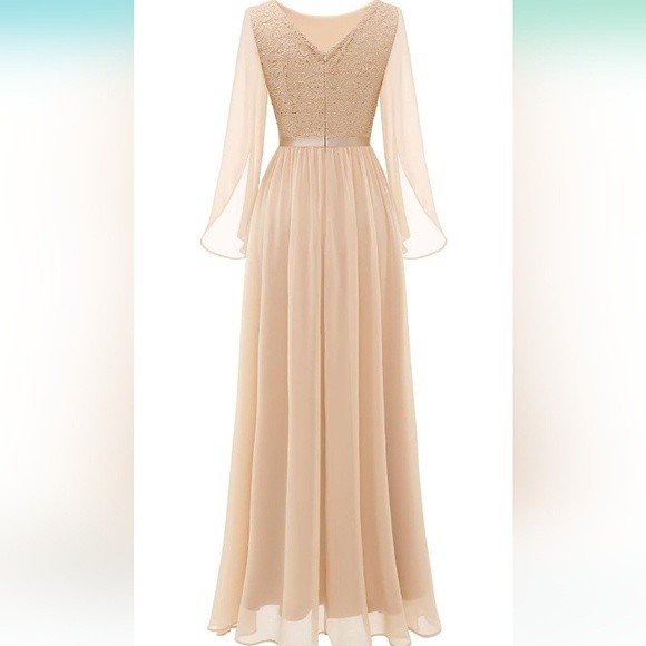 DressTells Champion Flowy Chiffon Maxi Dress with Lace Bodice Size Large NWOT - Picture 5 of 10